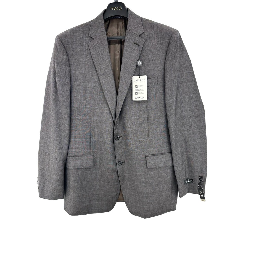 Lauren Ralph Lauren Ultraflex‎ Gray Plaid Blazer Sport Coat Jacket 44L